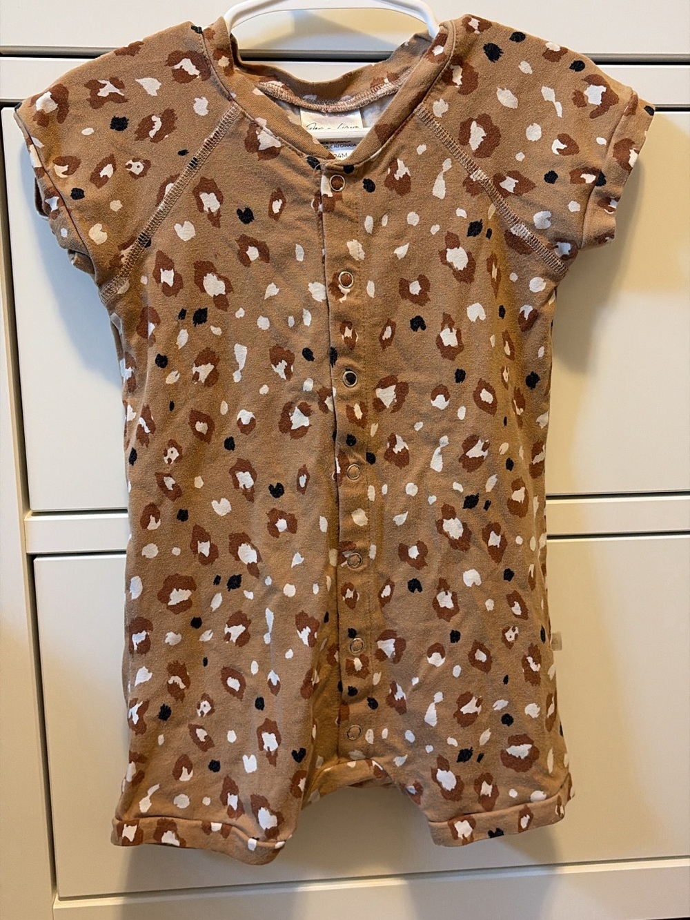 Jax & Lennon - Baby/Toddler Short-Sleeve Leopard Print Romper in Tan